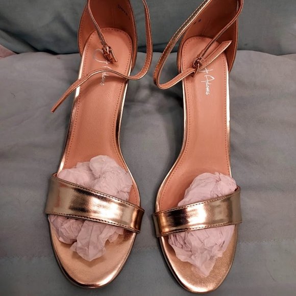 Brand New J. Adams Dove Gold Ankle Strap Stiletto Heel Shoes Size 9 - Picture 1 of 5
